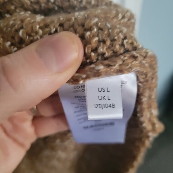 Anthropologie Cowl Neck Sweater Dress Size Large Sleeveless Heathered Brown - Picture 5 of 9